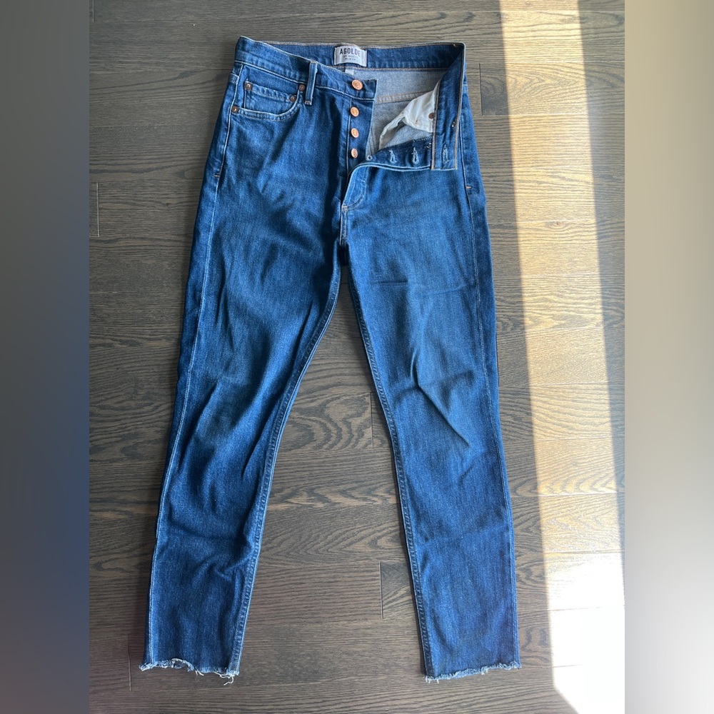 AGOLDE button up crop fray jeans denim size 26
